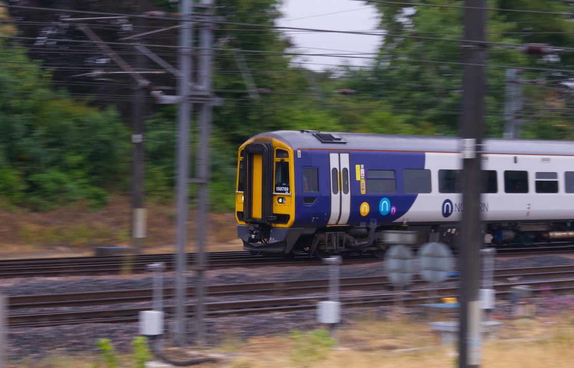 Panning shot of Northern unit 158789